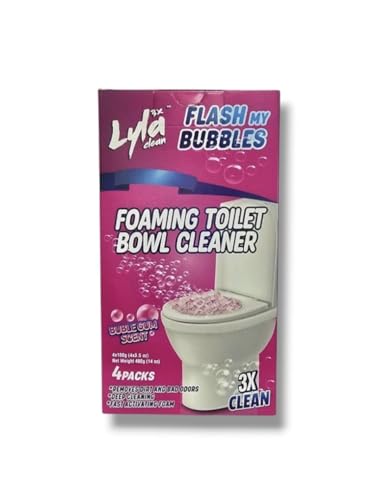 LYLA 3X Foaming Toilet Bowl Cleaner, 4 Pack Deodorizer & Septic Safe – Deep Cleaning, Odor Eliminator, Stain Remover for Long-Lasting Freshness, Bubble Gum Scent