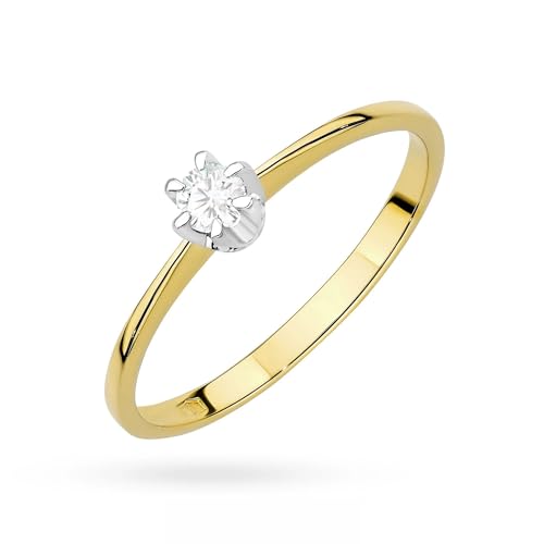 Bague fiançailles or jaune Sakrami et diamant solitaire personnalisable