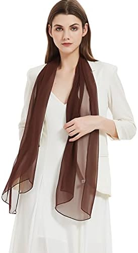 PANTONIGHT Long Chiffon Sheer Scarf For womens (brown 060)