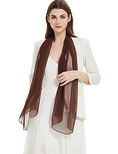 PANTONIGHT Long Chiffon Sheer Scarf For womens (brown 060)