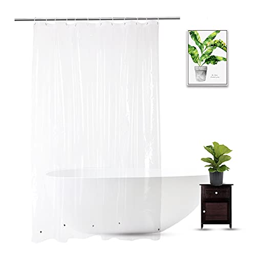 Image of Shower Curtain Liner 72x84, PEVA Waterproof Weighed Extra Long Clear Shower Curtain Liner 84 inches Length with 3 Magnets and 12 Grommet Holes, 72 x 84 inches