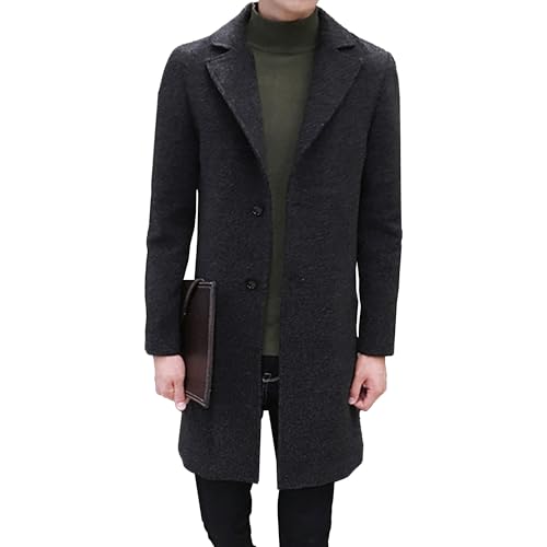 Manteau long homme simple boutonnage revers cranté classique d'hiver