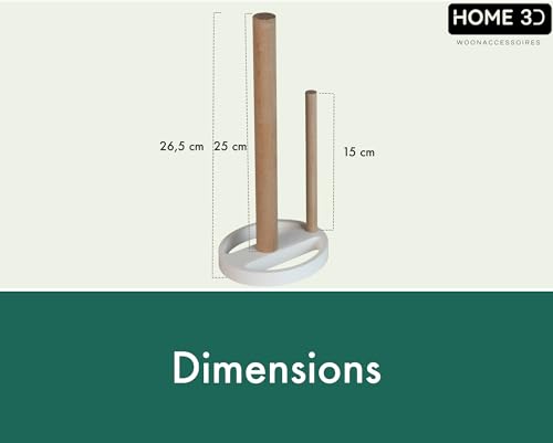 Soporte para rollos de cocina blanco de 26 cm con base antideslizante hecho a mano 7