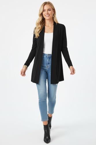 Image of ToBeInStyle Womens Open Front Long Sleeve Lightweight Asymmetrical Draped Cardigan with Side Pockets