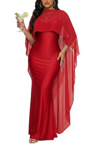 CALEBGAR Women's Satin Bodycon Maxi Dress Formal Wedding Guest Dress Red