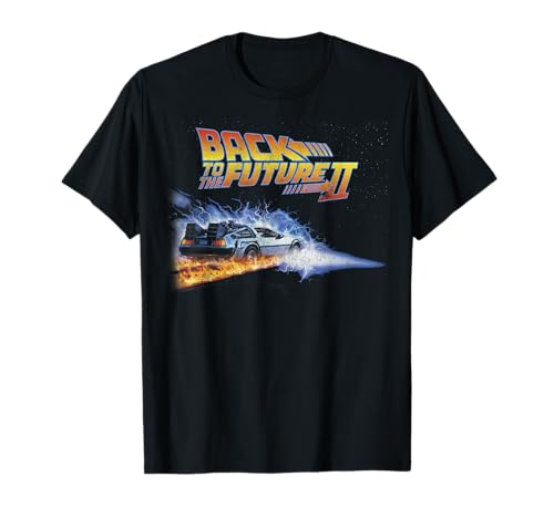 Back To The Future unisex child Classic Back To the Future Two Flaming Tires T Shirt, Black, Small US