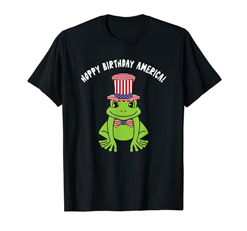 Carino Buon Compleanno America Frog Pun Patriottico Bandiera Americana Maglietta