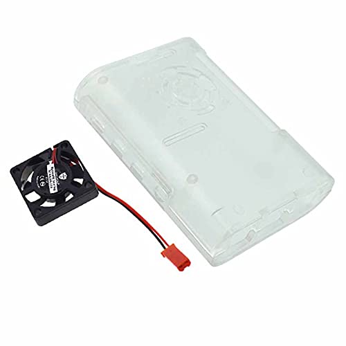 Reland Sun Electronic Case for Raspberry Pi 4 Model B Fan with Cooling Heatsink (Transparent+fan)