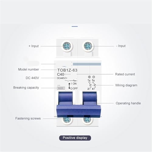 Disyuntor 2P CC con poder de corte 6KA interruptor magnetotérmico mini 10A de dos polos 440V 3