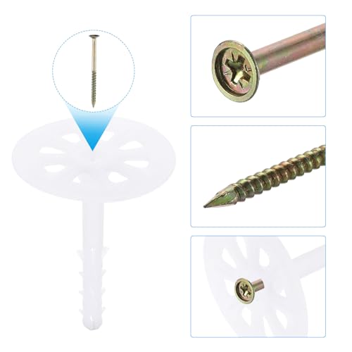 Image of PATIKIL 82mm Perforated Insulation Pins, 30 Pack Insulating Nails Wall Plug Plastic Expansion Bolt for Fixing Foam Boards to Masonry Wall or Ceiling