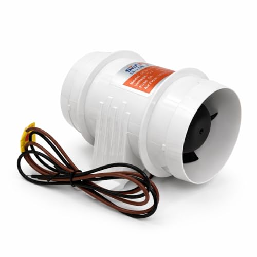 SEAFLO 3 in-Line Bilge Blower Fan 145CFM 12V 3.0A Max Draw 5-Blade Fan Ultra-Quiet Operation 3 Inch for Yacht/Sailboat/Boat- ISO 8846 CE & RoHs Certified - 4-Year Warranty