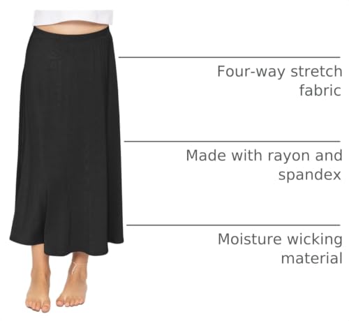 Image of STRETCH IS COMFORT Girls Skirts Flowy A Line Knee Length and Ankle Length | Elastic Waist, Kids School Skirt, Girls Maxi Skirt, Black Skirt For Girls, Faldas Para Ninas, Girls Long Skirt, Long skirts
