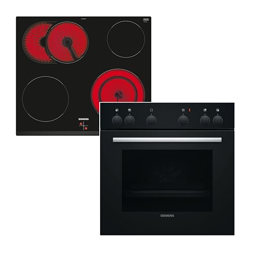 Siemens EQ110KA2B, Einbauherd-Set, Bestehend aus HE010FBA0 Herd, 60 x 60 cm, 3D Heißluft & EA631GNA1E Elektro-Kochfeld, Bräterzone, Restwärme, Rahmenlos aufliegend