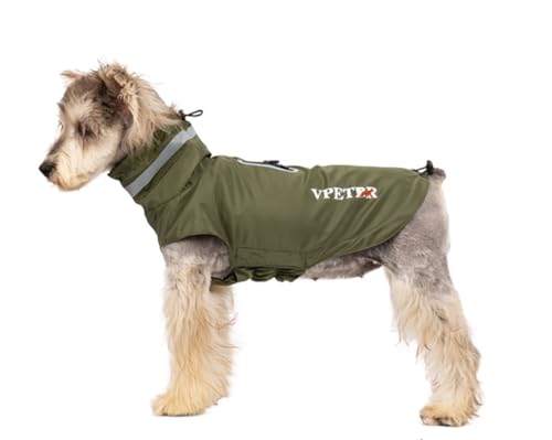AttRex 犬 レインコート 小型犬 中型犬用 ポンチョ 反射素材 防水 防風 速乾 通気 梅雨対策 着脱簡単 マジックテープ カッパ (3XL,ダークグリーン)