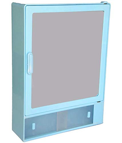 Epraiser ABS Unbreakable Z-GM 101 Bathroom Mirror Cabinet with Storage Chest/Shelves & Special Sliding Shelf,16"X4"X12" Plastic Wall Shelf (Blue)