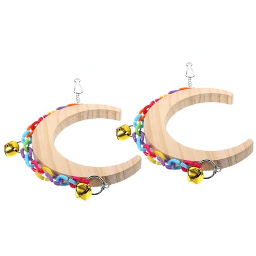 COLLBATH 2Pcs Moon Shaped Bird Swing Play Stand for Parrots and Birds Creative Bird Cage Accessories Enhance Playtime and Health