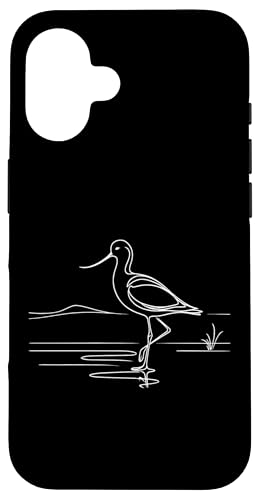 Carcasa para iPhone 16 Line Art Bird & Ornitólogo American Avocet