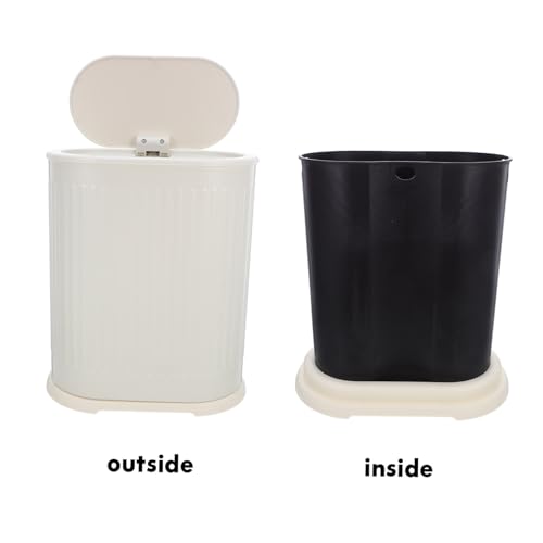 Poubelle à pousser avec couvercle SOLUSTRE en plastique compact - 3