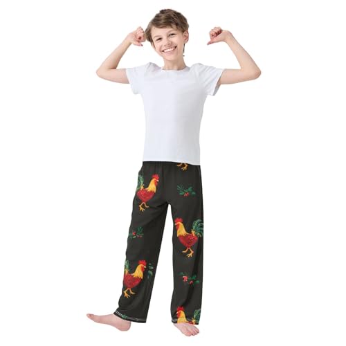 ZZXXB Cock Spruce Branch Boys Long Pants Soft Trousers Elastic Waist Kids Lounge Bottoms with Pockets S-XL3