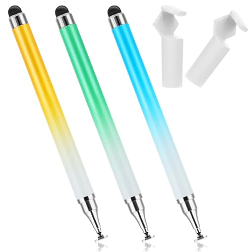 JIEYAO 3 lápices capacitivos para pantallas táctiles, lápiz capacitivo de gel de silicona de alta sensibilidad de doble extremo 2 en 1, compatible con teléfonos inteligentes y tabletas, todos los