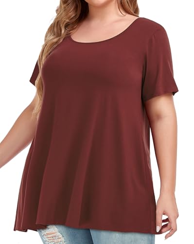 Image of JOELLYUS Plus Size Tops for Women Tunic Floral Casual Short Sleeves T Shirts Flowy Blouses 2026