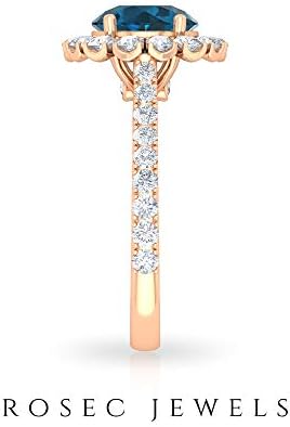 ソリティアハローリングテーパーシャンクリングサイドストーン付き 3 26 Ct 宝石カテドラルリング D Vssi モアッサナイト 8 Mm ロンドンブルートパーズエンゲージリング 18k イエローゴールド Size 25 B08nybhp5f 31 626円