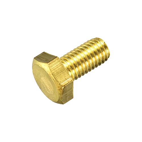 Image of uxcell Brass Hex Bolts, M10x20mm 1pcs Fully Thread Grade 4.8 Solid Brass Hexagon Head Bolt Machine Screws for Machinery