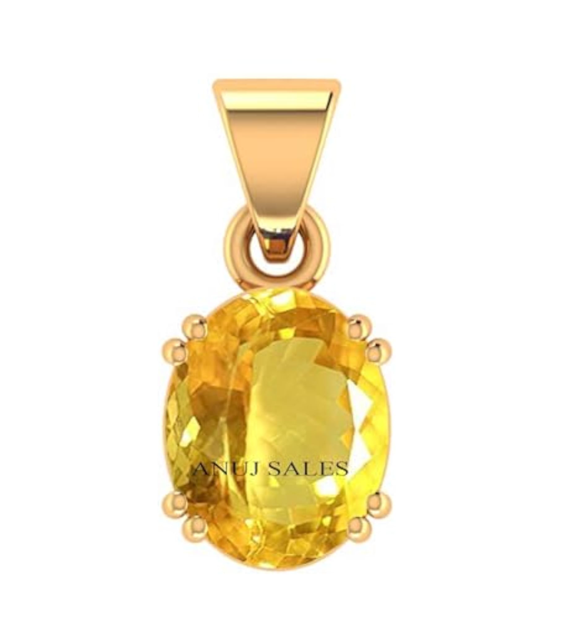 8.25 Ratti Natural Yellow Sunela Stone Gold Plated Locket