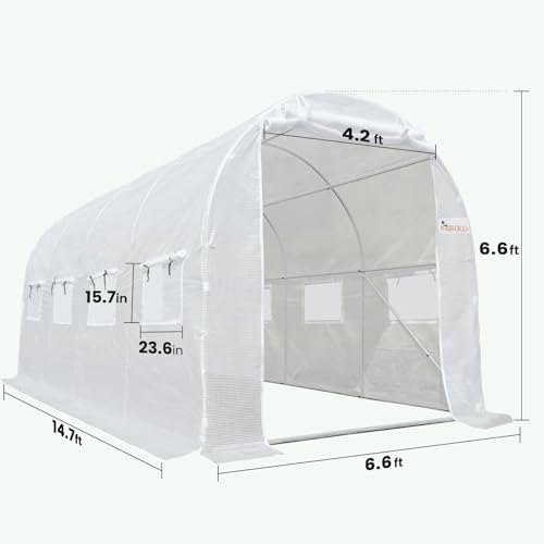 image for KING BIRD Premium 15x6.6x6.6FT Large Walk-in Greenhouse for Outdoors, 