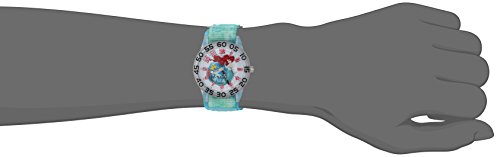 Disney Princess Kids' Plastic Time Teacher Analog Quartz Nylon Strap Watch, Little Mermaid/Lt Teal Green2