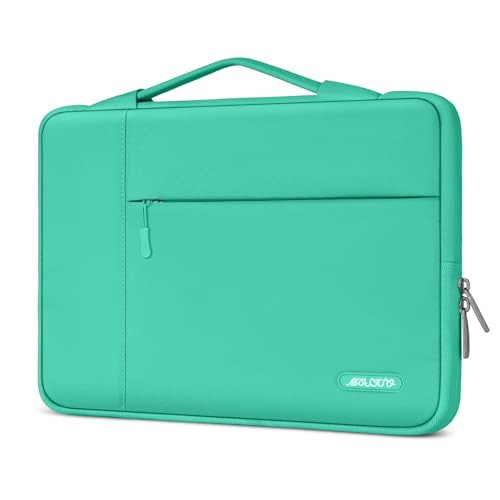 Image of MOSISO Laptop Case 13.3 inch, 13-13.3 inch Laptop Sleeve with Handle Compatible with MacBook Air /Pro 13 /Pro 14 M5 M4 M3 M2 M1,HP Dell ASUS Lenovo, Polyester Multifunctional Computer Bag, Biscay Green