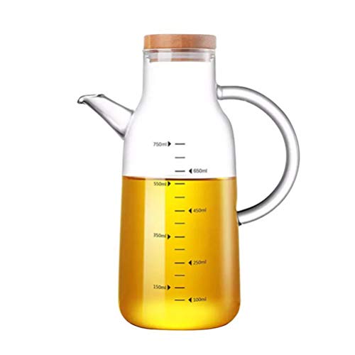 Hemoton 1 Pcs Dispensador de Aceite Botella Dispensador de Vinagre Lata de Aceite de Vidrio de Borosilicato para Restaurante de Cocina (Cubierta de Bambú X 750 Ml)