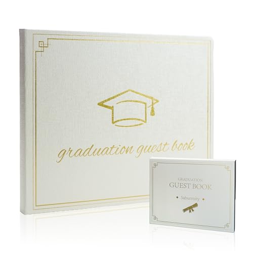 Image of Graduation Guest Book 2026 - Memory Scrapbook for College Gifts Graduation, Guest Book for Graduation Party Sign-In with Custom Message 120 Pages, 7x9 Inch Elegant Graduation Yearbook (White)