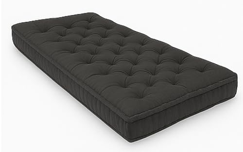 Image of ATOOTFUSION Cotton Floor Mattress, 4 inch Thick Tufted Cushion, 72 x 30 inch, Foldable, Rollable Light Weight Cotton Mattress (Black)