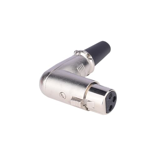 Image of MX 3 Pin XLR Microphone pin Pure Copper Nickel Plated for High Conductivity microphone (3 Pin Mic Female Connector XLR Right Angle, Pack of 2, Female Connector)