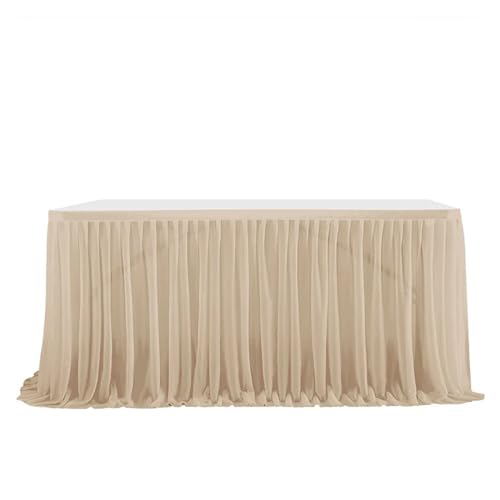 Dekoracja spódnicy stołu, Spódnice z tiulu Tutu na stół imprezy i do dekoracji domu w wielu kolorach, różnych rozmiarach(Dark Champagne,4FT (122x77cm))