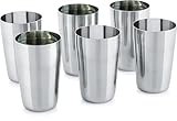 HRS India - Juego de 6 vasos de agua de acero inoxidable puro, 400 ml