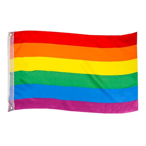 Murago - Regenbogen Fahne ca. 90x60 cm mit Metallösen - Pride LBGTQ Gay Lesben Schwulen Hiss Flagge klein ca. 60 x 90 cm Fanartikel Dekoration Garten wetterfest