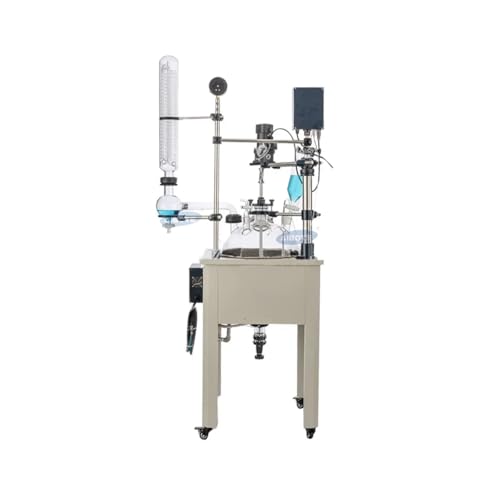 50L Heating Glass Reactor, 304 Stainless Steel, 3KW Heating Power, Constant Speed Stirring, Precision Temperature Control, Vacuum & Cooling Compatible for Laboratory Chemical Reactions