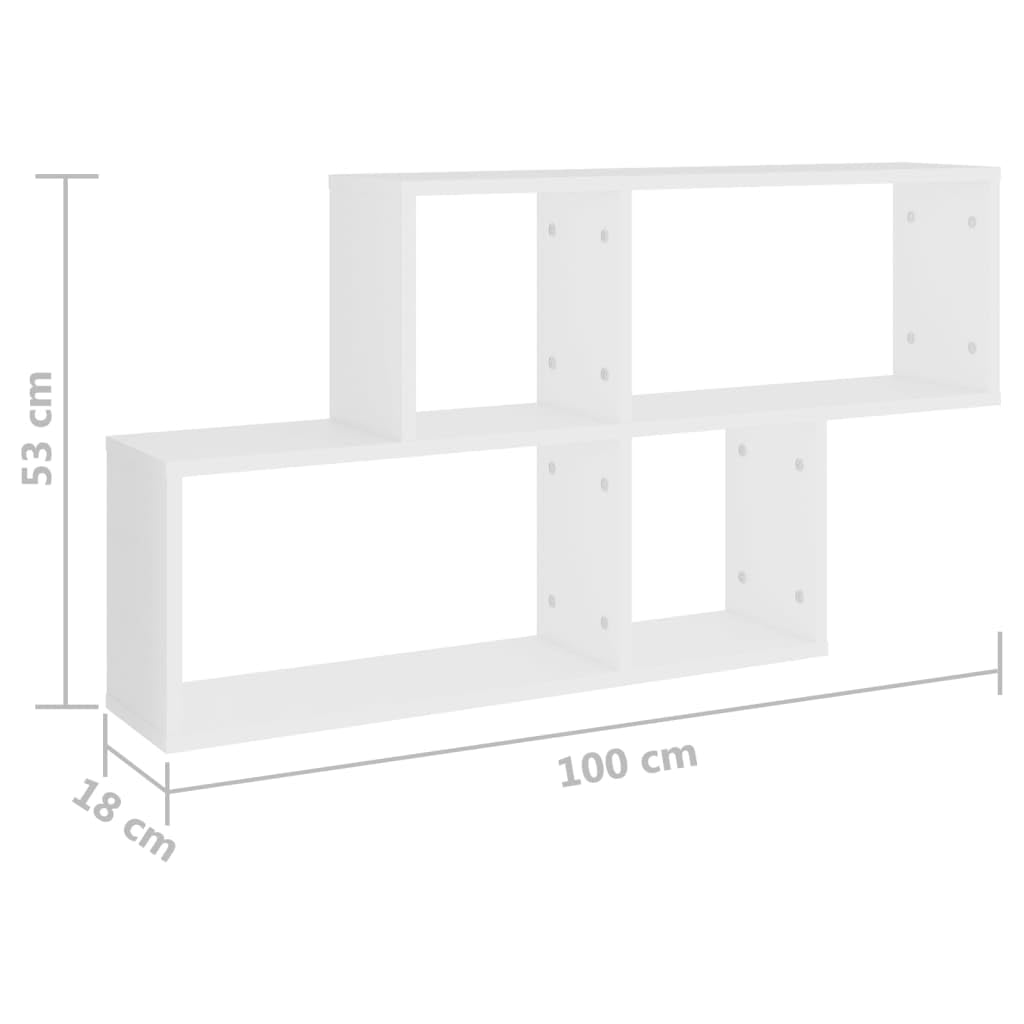 Mensola da parete in legno bianco, 100 x 18 x 53 cm, libreria da parete, mensola angolare da parete, sottile per soggiorno, camera da letto
