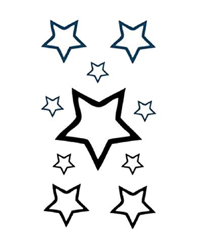 10 Petit Tatouages éphémères étoile Noir Waterproof - Tatoo temporaire - Bijou de Peau étoile