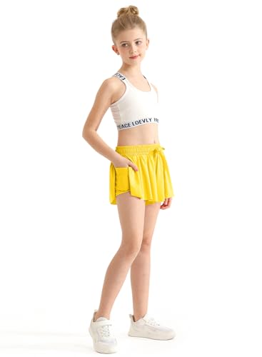 EQSJIU Girls Butterfly Shorts with Spandex Liner Preppy Flowy Athletic Shorts Skirts for Sports, Running, Dance, Cheerleading4