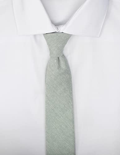 Image of Men's Chambray Cotton Skinny Necktie Tie Textured Distressed Style - 2.5 inch Width