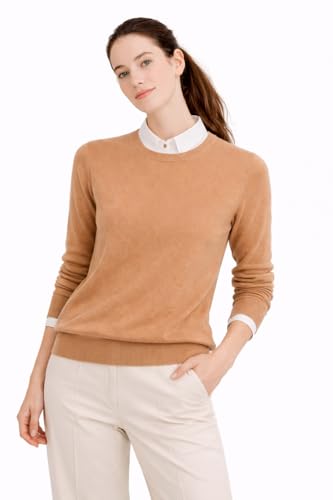 Image of Cashmeren Women's Basic Crewneck Sweater 100% Pure Cashmere Long Sleeve Round Neck Pullover