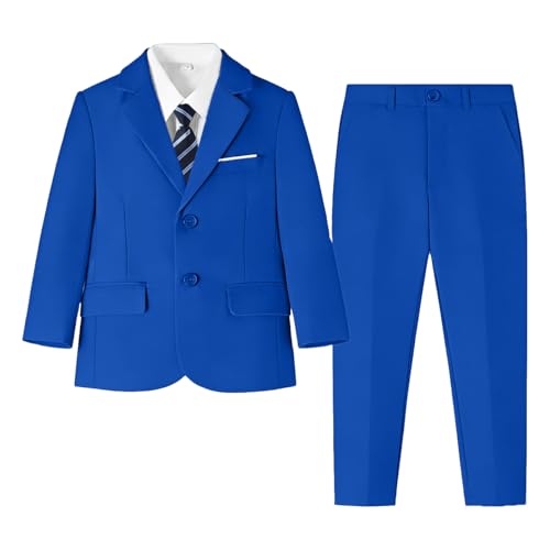 Image of Baby Boy Formal Suit for Toddler Infant Tuxedo Dress Suits | Little Gentleman, Wedding Ring Bearer Outfit, Vest Pants Long-Sleeve Shirt Tie, Birthday Party Christmas Prom, Classic