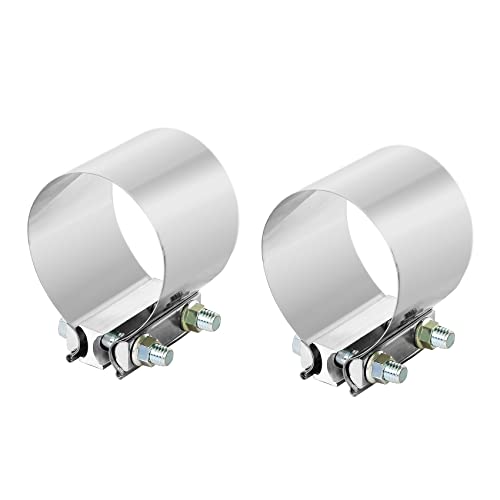 2 Pack 3.5 inch Exhaust Clamps 3.5 In Butt Joint Exhaust Stainless Steel Clamps for Pipes Mufflers Catalytic Converters etc(2 pack)