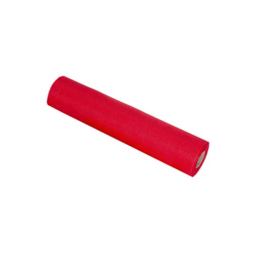 Trimming Shop 25M X 29Cm Snow Sheer Organza Rolls Red with Glitter Fabric - Perfect As Christmas, Wedding Or Party Decorations