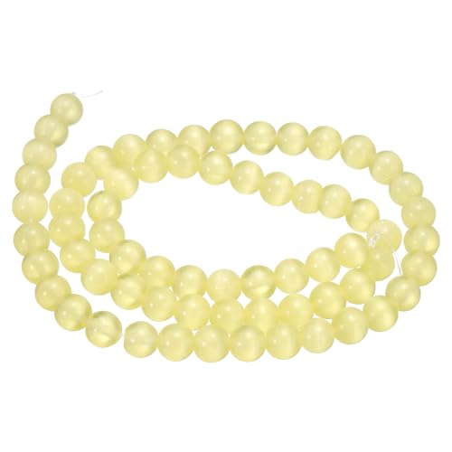 QUARKZMAN 65 Piezas De Cuentas De Ojo De Gato Amarillo Miel 6mm Redondas Sueltas De Cristal De Piedra Preciosa Lisa Para Hacer Joyería Pulseras Collares Aretes DIY
