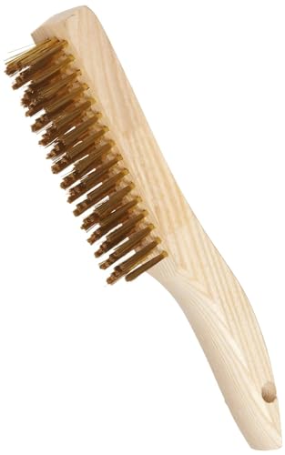 Image of Weiler 44119 0.006 inch Wire Size, 5 inch Brush Length, 10 inch X 1-1 /8 inch Block Size, 4 x 18 No. of Rows, Brass Bristles, Hardwood Block, Plater's Scratch Brush, Made in the USA (Pack of 12)