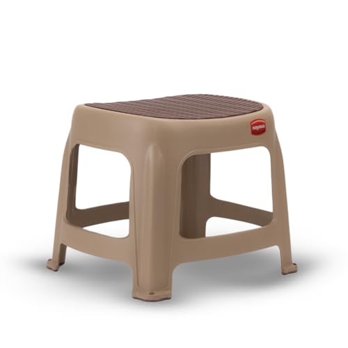 Nayasa Net Stool | Durable Plastic Stool | Ideal for Office Use, Kitchen and Bathroom Use, Shops and, Hospital Use, Plastic Stool for Home Use | Beige